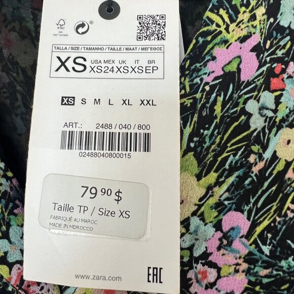 NWT Zara Floral Chiffon Dress - Size XS - Picture 5 of 6